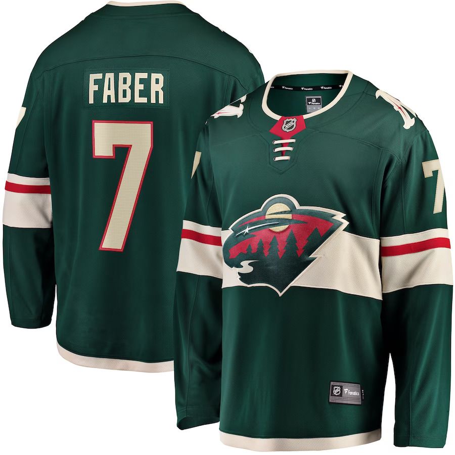 Men Minnesota Wild #7 Brock Faber Fanatics Branded Green Home Breakaway Player NHL Jersey